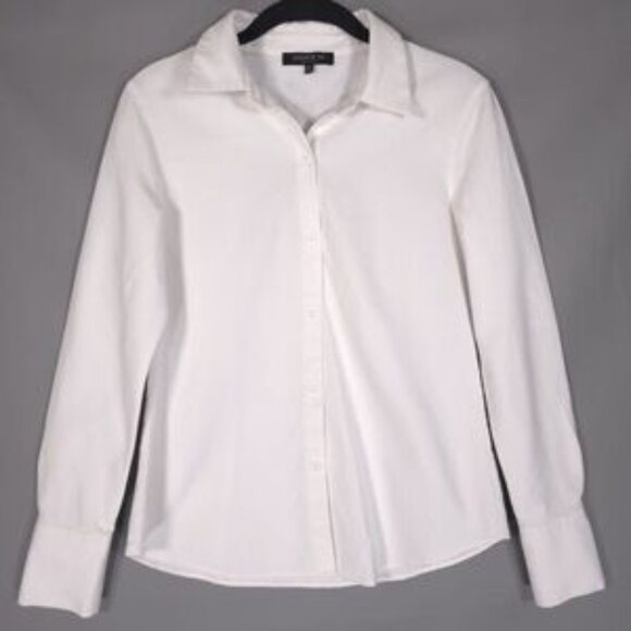 LAFAYETTE 148 NY Women’s Textured Cotton Button Up Shirt White Long Sleeve SMALL - Picture 1 of 8